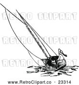Vector Clip Art of Retro Boy Sailing a Boat by Prawny Vintage