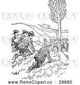 Vector Clip Art of Retro Boy Scouts Watching a Crowd by Prawny Vintage