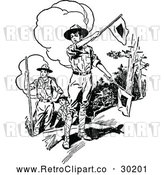Vector Clip Art of Retro Boy Scouts with Flags by Prawny Vintage