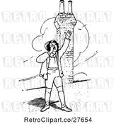 Vector Clip Art of Retro Boy Shouting on a Roof by Prawny Vintage