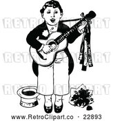 Vector Clip Art of Retro Boy Singing and Playing a Guitar by Prawny Vintage