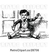 Vector Clip Art of Retro Boy Sitting with a Pie by Prawny Vintage