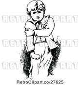 Vector Clip Art of Retro Boy Sulking by Prawny Vintage