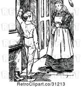 Vector Clip Art of Retro Boy Talking to a Maid by Prawny Vintage