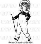 Vector Clip Art of Retro Boy Walking with a Cane by Prawny Vintage