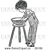 Vector Clip Art of Retro Boy Washing His Hands in a Bowl by Prawny Vintage