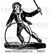 Vector Clip Art of Retro Boy with a Hoop and Wand by Prawny Vintage