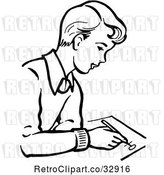 Vector Clip Art of Retro Boy Writing in by Picsburg