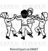 Vector Clip Art of Retro Boys Dancing in a Circle by Prawny Vintage