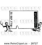 Vector Clip Art of Retro Boys Holding a Giant Ticket by Prawny Vintage