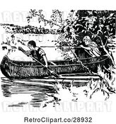 Vector Clip Art of Retro Boys in a Canoe by Prawny Vintage