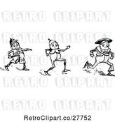 Vector Clip Art of Retro Boys Running from an Officer by Prawny Vintage
