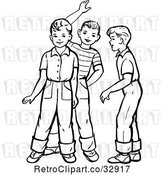 Vector Clip Art of Retro Boys Talking and Waving in by Picsburg
