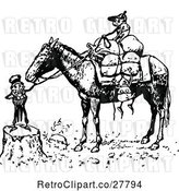 Vector Clip Art of Retro Boys with a Horse by Prawny Vintage