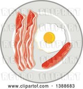 Vector Clip Art of Retro Breakfast Plate with an Egg, Bacon and Sausage by Patrimonio