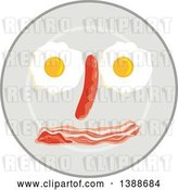 Vector Clip Art of Retro Breakfast Plate with an Egg, Bacon and Sausage Face by Patrimonio