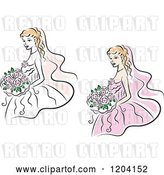 Vector Clip Art of Retro Brides and Bouquets 2 by Vector Tradition SM