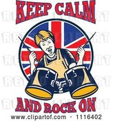Vector Clip Art of Retro British Granny Drummer with Keep Calm and Rock on Text by Patrimonio