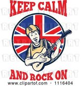 Vector Clip Art of Retro British Granny Guitarist with Keep Calm and Rock on Text by Patrimonio