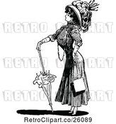 Vector Clip Art of Retro Brolly Lady 2 by Prawny Vintage