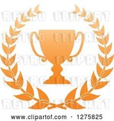 Vector Clip Art of Retro Bronze Championship Trophy Cup in a Wreath by Vector Tradition SM
