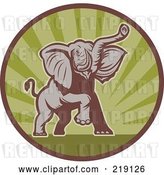 Vector Clip Art of Retro Brown and Green Elephant Logo by Patrimonio