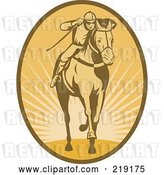 Vector Clip Art of Retro Brown and Orange Horse Racing Logo by Patrimonio