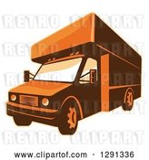Vector Clip Art of Retro Brown and Orange Toned Delivery Van or Moving Truck by Patrimonio