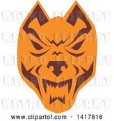 Vector Clip Art of Retro Brown and Orange Wolf Head by Patrimonio