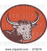 Vector Clip Art of Retro Brown and Red Bull Logo by Patrimonio