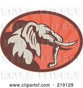 Vector Clip Art of Retro Brown and Red Elephant Logo by Patrimonio