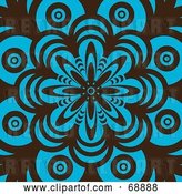 Vector Clip Art of Retro Brown and Turquoise Flower Pattern Background by Michaeltravers