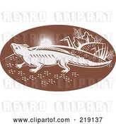 Vector Clip Art of Retro Brown and White Tuatara Lizard Logo by Patrimonio