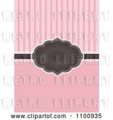 Vector Clip Art of Retro Brown Burst Frame and Ribbon Invitation with Lace over Solid Pink and Stripes by KJ Pargeter