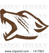 Vector Clip Art of Retro Brown Howling Wolf Head by Patrimonio