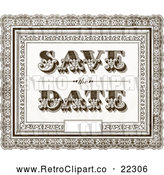 Vector Clip Art of Retro Brown Ornate Save the Date Wedding Background with a Little Space for Text by BestVector