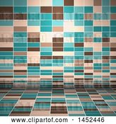 Vector Clip Art of Retro Brown Tan and Blue Rectangle Background by KJ Pargeter