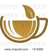 Vector Clip Art of Retro Brown Tea or Coffee Cup with a Leaf 2 by Vector Tradition SM
