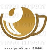 Vector Clip Art of Retro Brown Tea or Coffee Cup with a Leaf 3 by Vector Tradition SM
