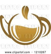 Vector Clip Art of Retro Brown Tea or Coffee Pot with a Leaf 2 by Vector Tradition SM