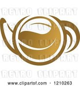 Vector Clip Art of Retro Brown Tea or Coffee Pot with a Leaf 3 by Vector Tradition SM