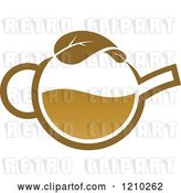 Vector Clip Art of Retro Brown Tea or Coffee Pot with a Leaf 4 by Vector Tradition SM
