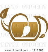 Vector Clip Art of Retro Brown Tea or Coffee Pot with a Leaf 5 by Vector Tradition SM