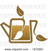 Vector Clip Art of Retro Brown Tea or Coffee Pot with a Leaf 6 by Vector Tradition SM