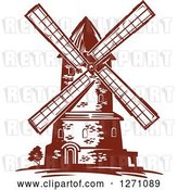 Vector Clip Art of Retro Brown Windmill 2 by Vector Tradition SM