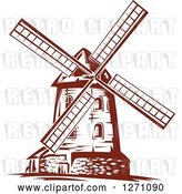Vector Clip Art of Retro Brown Windmill 3 by Vector Tradition SM