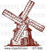 Vector Clip Art of Retro Brown Windmill by Vector Tradition SM
