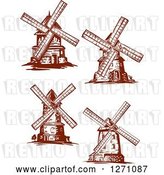 Vector Clip Art of Retro Brown Windmills by Vector Tradition SM