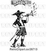 Vector Clip Art of Retro Bugle Boy Playing Music by Prawny Vintage