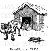 Vector Clip Art of Retro Bulldog Chained to a House by Prawny Vintage